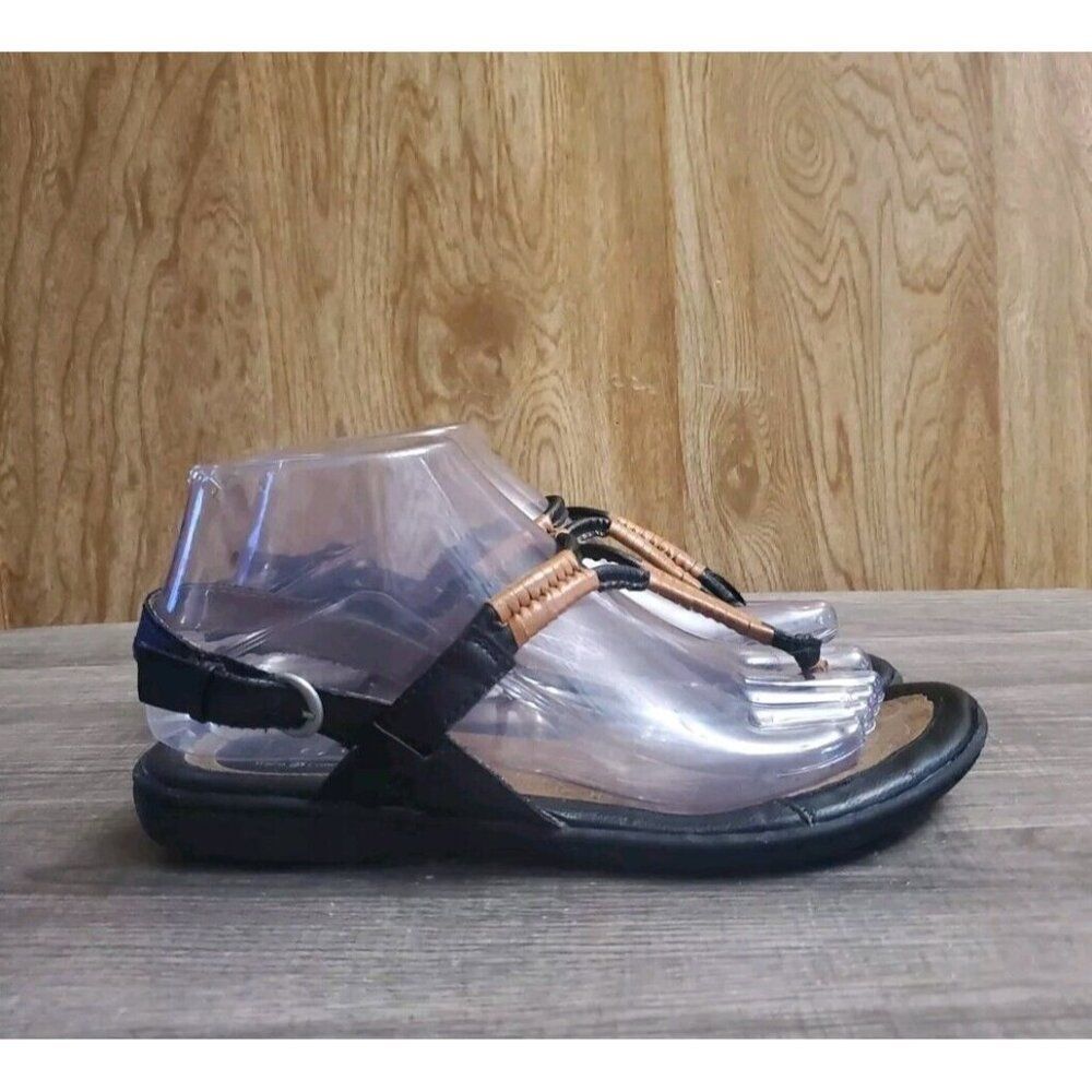 B.O.C. Strappy Slingback Thong Casual Sandals Womens Size 7 Black Brown